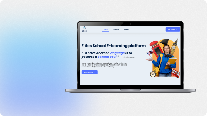 Screenshot of e-learning landing page